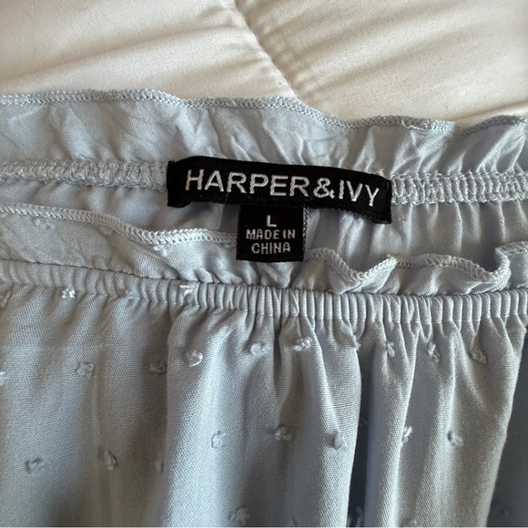 Harper & Ivy Light Blue Swiss Dot Ruffle Romper Size L - Picture 2 of 14